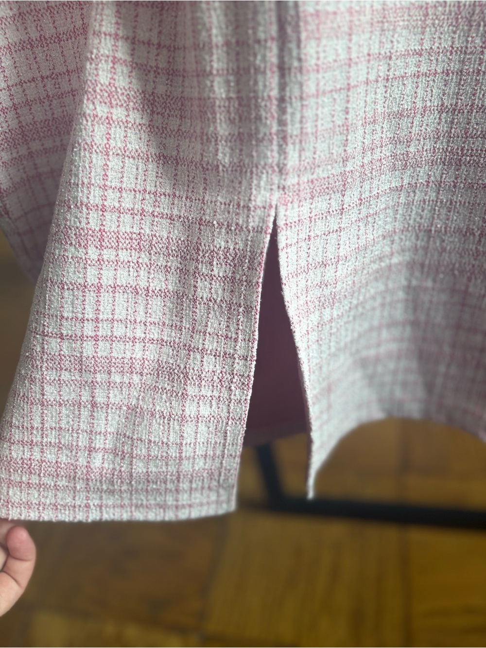 SHEIN Pink Plaid Puff-Sleeve Midi Dress with Pearl Buttons - Picture 8 of 8